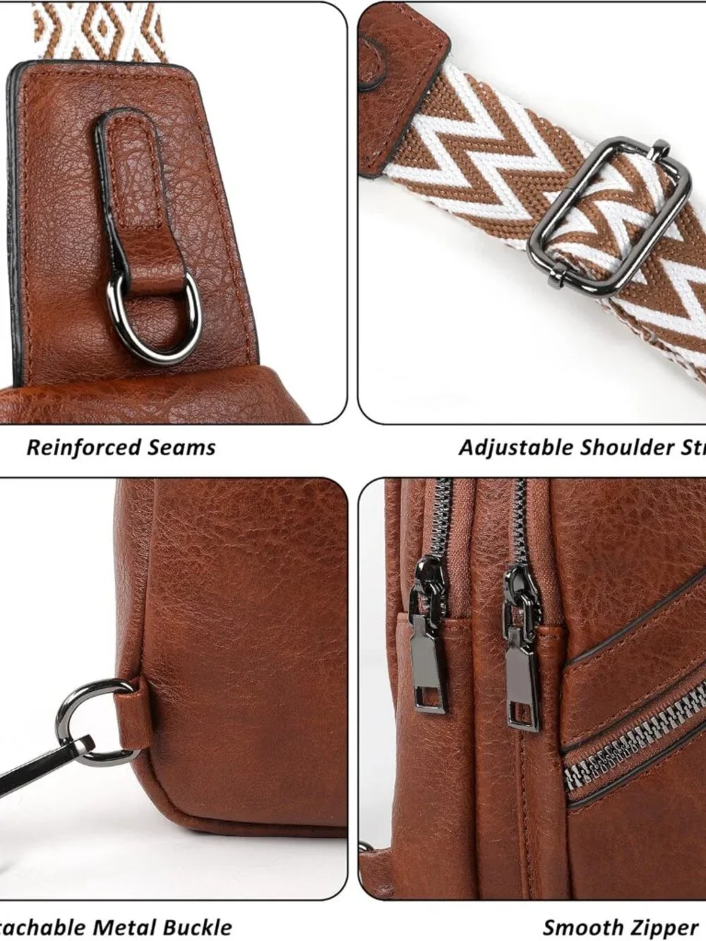 Brown Leather Sling Bag Crossbody Bag, NIB - Picture 7 of 7